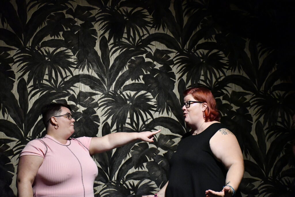 Millie (right) and Jess Robey (left) performing improv.